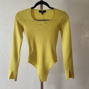 Missguided Lemon Long Sleeve Bodysuit